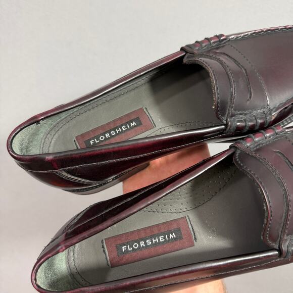 Florsheim Berkley Burgundy Leather Penny Loafers Mens 7.5 D Moc Toe Dress Preppy main image 7